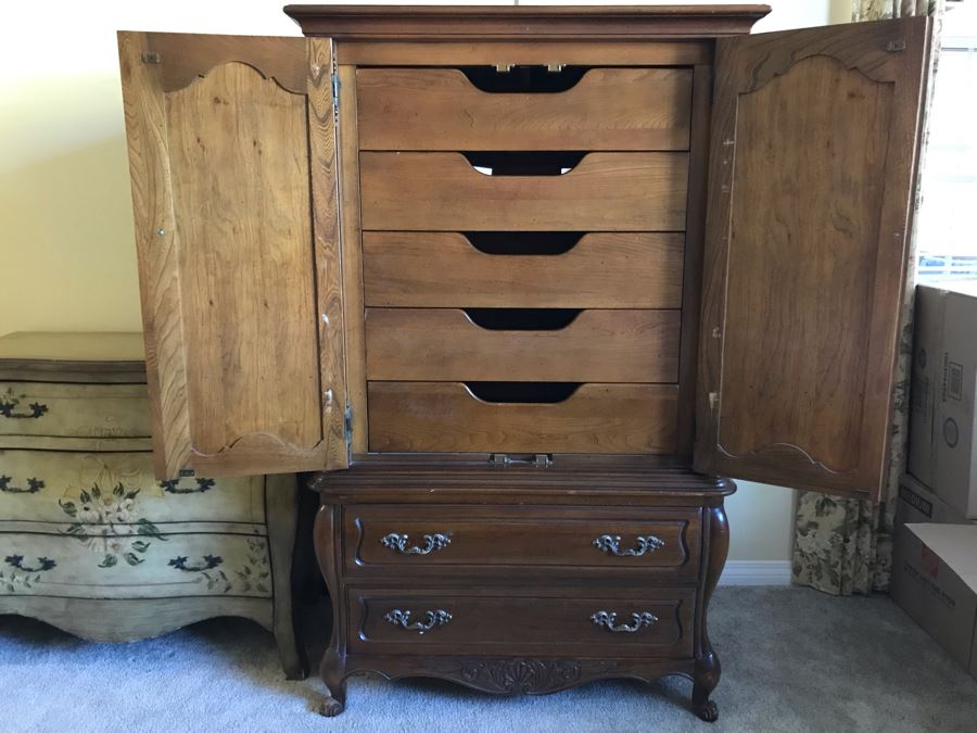 Vintage French Provincial Gentleman's High Boy Dresser By Hickory Manufacturing Co [Photo 1]