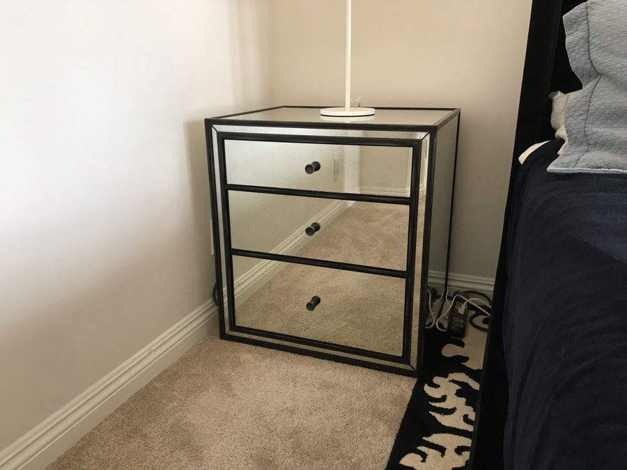 Pair Of Restoration Hardware Strand Antiqued Mirror Closed Nightstand 24W X 20D X 26H Retails $2,590 [Photo 4]