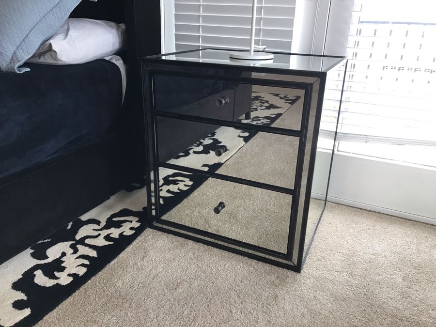 Pair Of Restoration Hardware Strand Antiqued Mirror Closed Nightstand 24W X 20D X 26H Retails $2,590 [Photo 5]