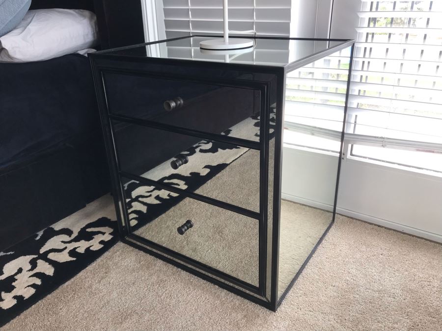 Pair Of Restoration Hardware Strand Antiqued Mirror Closed Nightstand 24W X 20D X 26H Retails $2,590 [Photo 8]