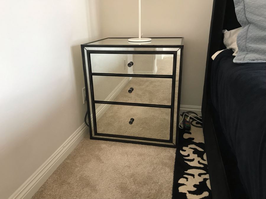 Pair Of Restoration Hardware Strand Antiqued Mirror Closed Nightstand 24W X 20D X 26H Retails $2,590 [Photo 3]