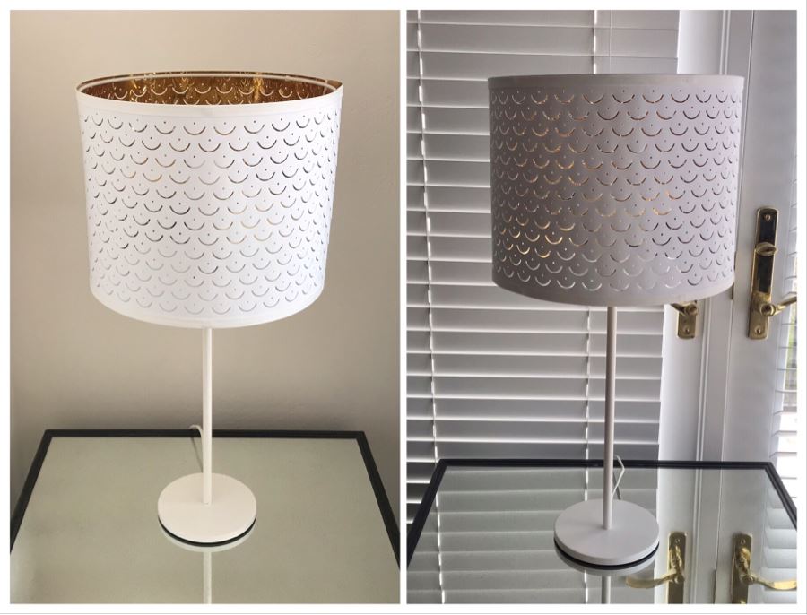 Pair Of White Metal Table Lamps