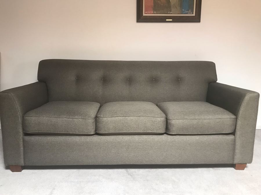 Like New Modern Gray Tufted Sofa Couch By La-Z-Boy Furniture 3-Seat 80W X 37D X 36.5H [Photo 2]