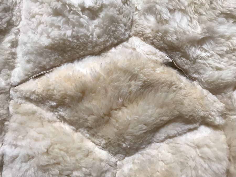 Large Geometric Pattern Sewn Sheepskin Area Rug - Note See Photos For Two Sections That Need Sewing Repair 68 X 51 [Photo 9]
