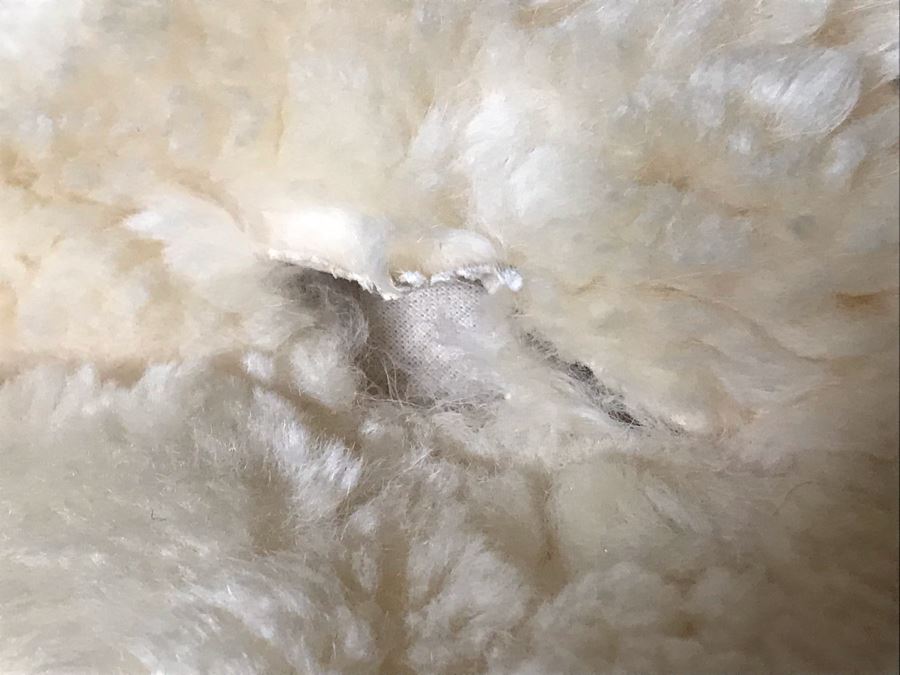 Large Geometric Pattern Sewn Sheepskin Area Rug - Note See Photos For Two Sections That Need Sewing Repair 68 X 51 [Photo 17]