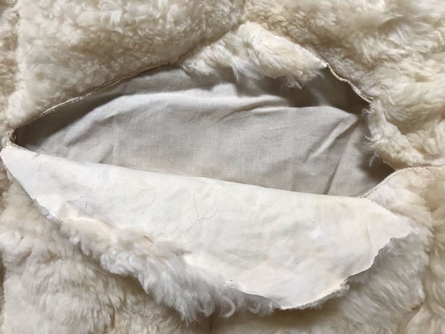 Large Geometric Pattern Sewn Sheepskin Area Rug - Note See Photos For Two Sections That Need Sewing Repair 68 X 51 [Photo 11]