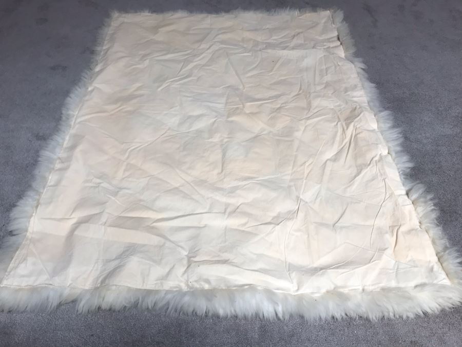 Large Geometric Pattern Sewn Sheepskin Area Rug - Note See Photos For Two Sections That Need Sewing Repair 68 X 51 [Photo 19]