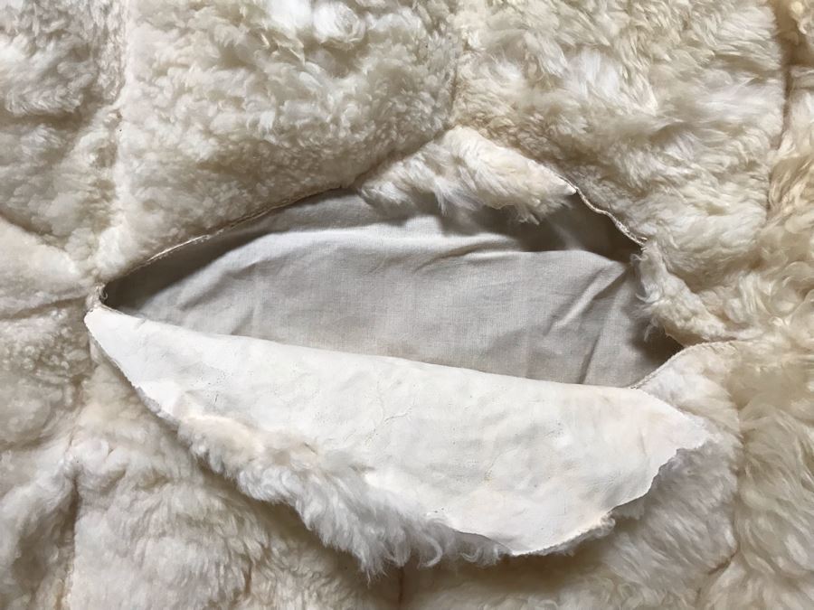 Large Geometric Pattern Sewn Sheepskin Area Rug - Note See Photos For Two Sections That Need Sewing Repair 68 X 51 [Photo 10]