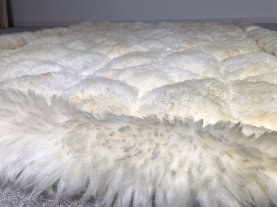 Large Geometric Pattern Sewn Sheepskin Area Rug - Note See Photos For Two Sections That Need Sewing Repair 68 X 51 [Photo 6]
