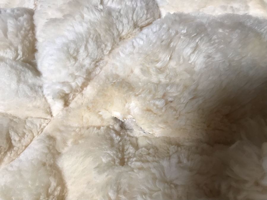 Large Geometric Pattern Sewn Sheepskin Area Rug - Note See Photos For Two Sections That Need Sewing Repair 68 X 51 [Photo 18]