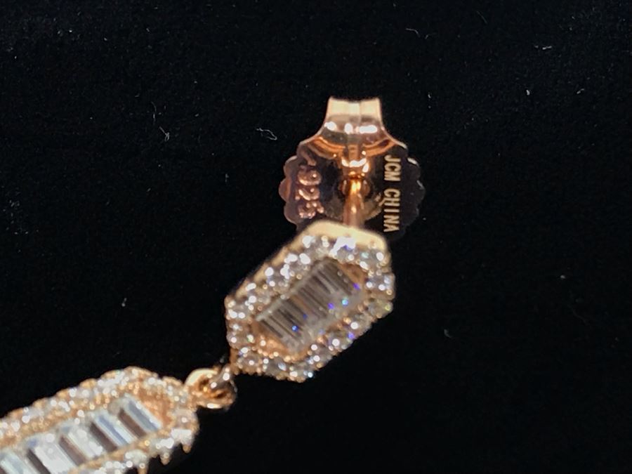 Three Pairs Of Diamonique Baguette Linear Dangle Sterling Silver Earrings [Photo 14]