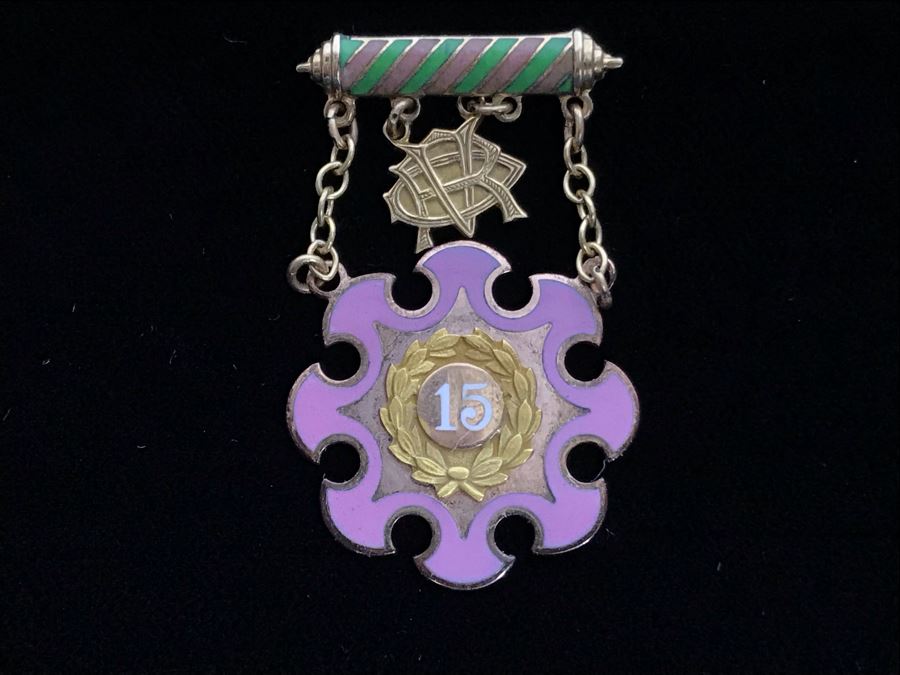 Vintage 10K Yellow Gold Enamel California 15 Pin Award [Photo 3]