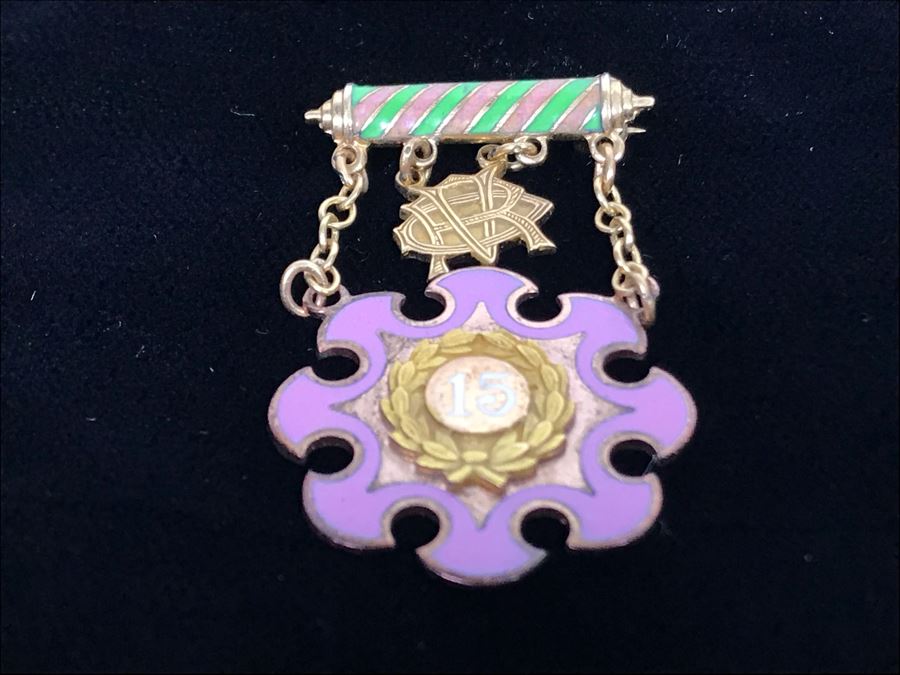 Vintage 10K Yellow Gold Enamel California 15 Pin Award [Photo 4]