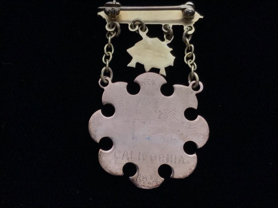 Vintage 10K Yellow Gold Enamel California 15 Pin Award [Photo 5]