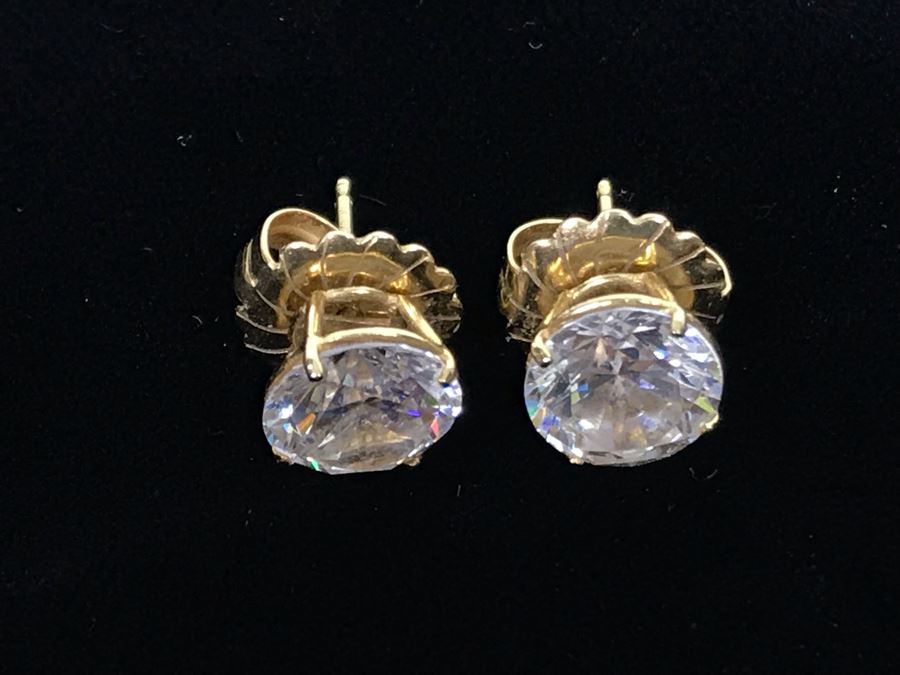 Pair Of 14K Gold CZ Earrings [Photo 7]