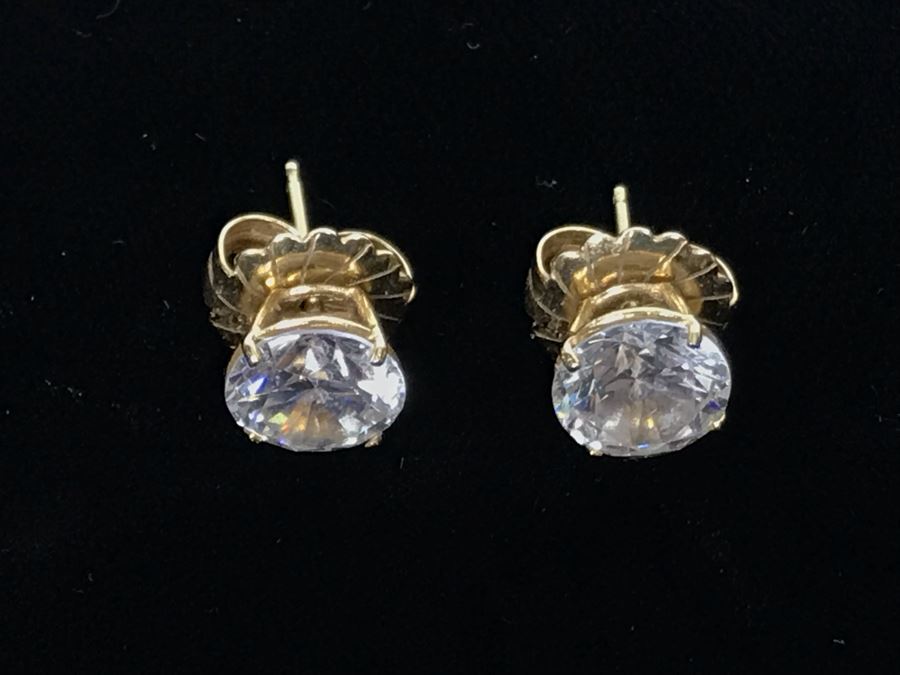 Pair Of 14K Gold CZ Earrings [Photo 6]