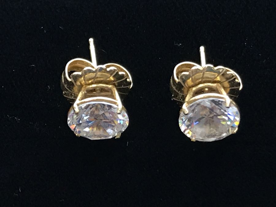 Pair Of 14K Gold CZ Earrings [Photo 4]