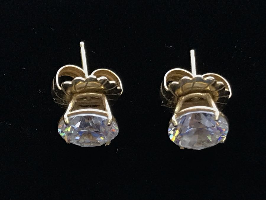 Pair Of 14K Gold CZ Earrings [Photo 5]