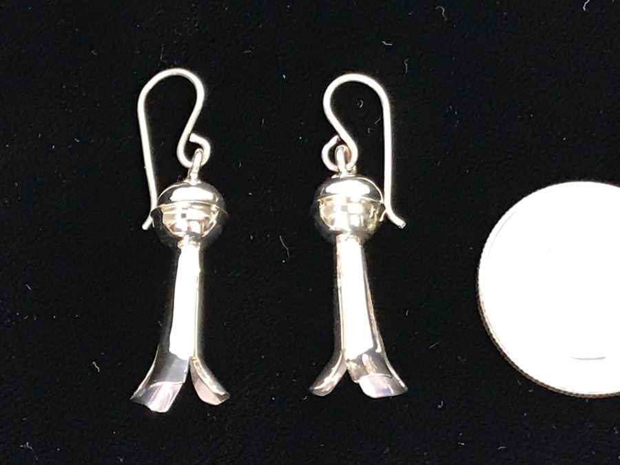 Pair Of Sterling Silver Squash Blossom Earrings [Photo 3]