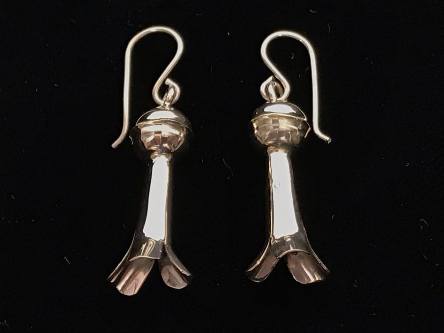 Pair Of Sterling Silver Squash Blossom Earrings [Photo 2]