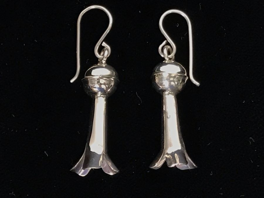 Pair Of Sterling Silver Squash Blossom Earrings