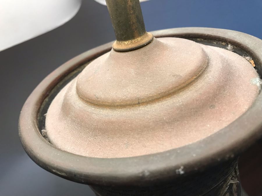 Large Antique Chinese Bronze With Cloisonne Vase Converted To Table Lamp - Missing One Handle 19W X 36H - See Photos [Photo 35]