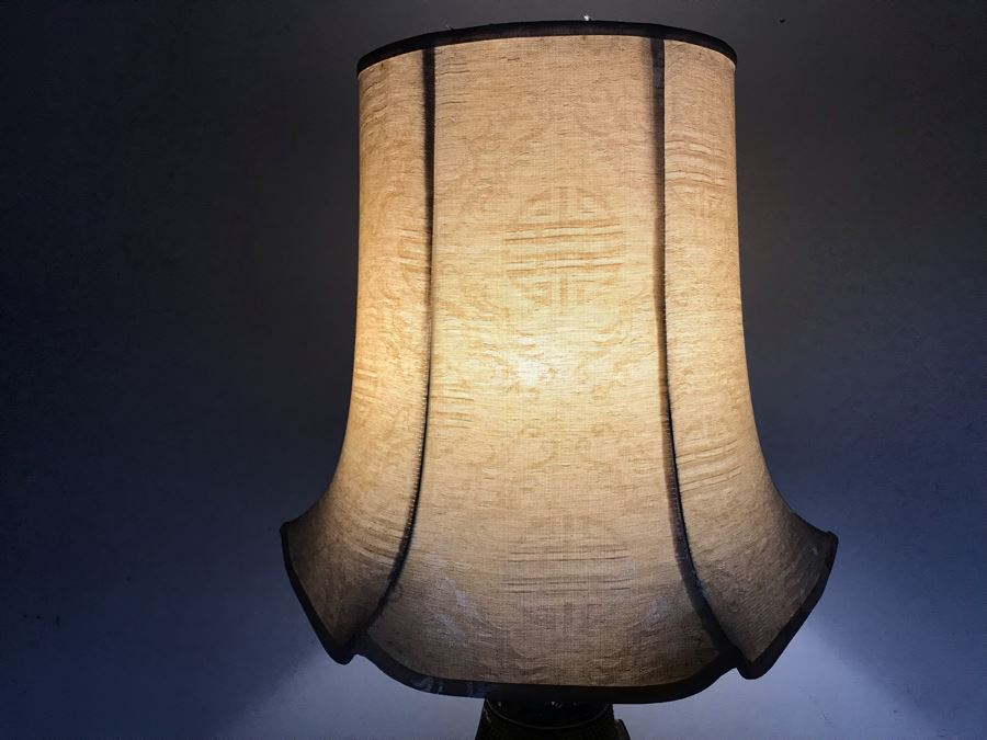 Large Antique Chinese Bronze With Cloisonne Vase Converted To Table Lamp - Missing One Handle 19W X 36H - See Photos [Photo 38]