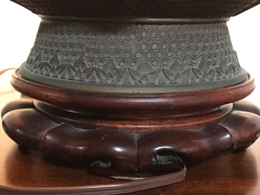 Large Antique Chinese Bronze With Cloisonne Vase Converted To Table Lamp - Missing One Handle 19W X 36H - See Photos [Photo 26]