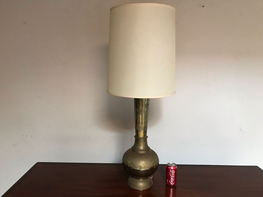 Large Vintage Chased Brass Moroccan Style Table Lamp 39H [Photo 11]
