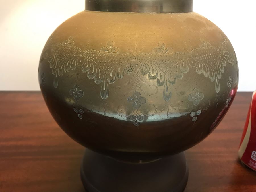 Large Vintage Chased Brass Moroccan Style Table Lamp 39H [Photo 6]