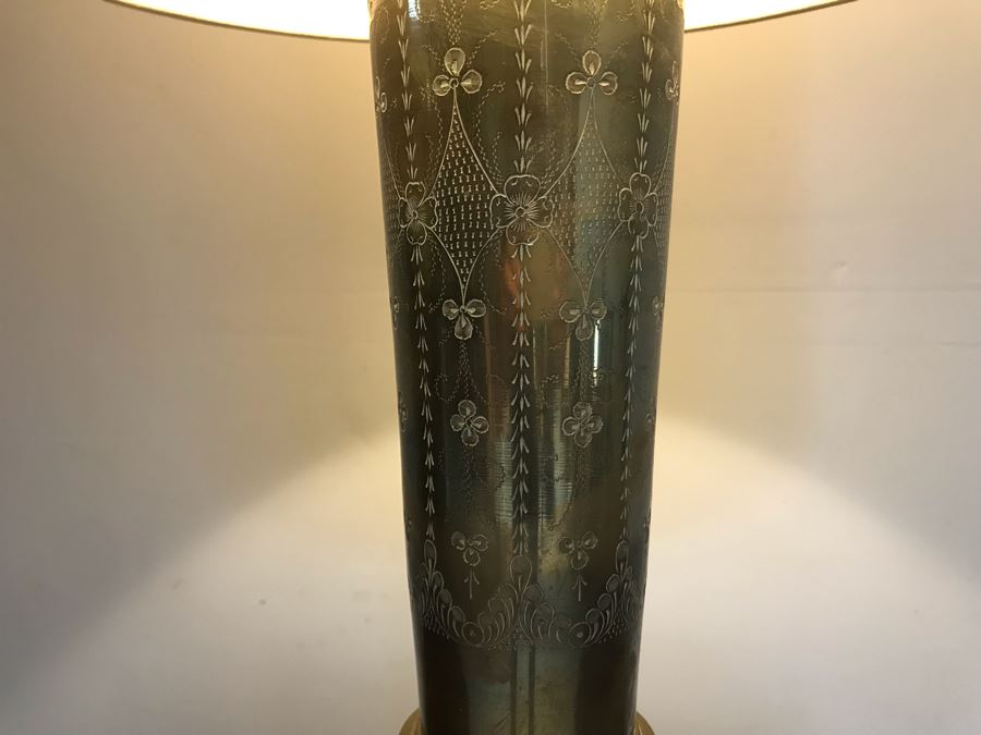 Large Vintage Chased Brass Moroccan Style Table Lamp 39H [Photo 7]