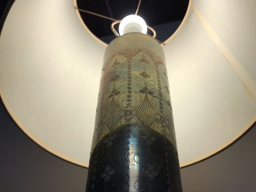 Large Vintage Chased Brass Moroccan Style Table Lamp 39H [Photo 9]