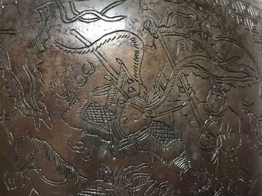 Vintage Bronze Asian Dragon Serpent Vase Lamp - See Photos For Crack / Dent On One Side 24H [Photo 23]