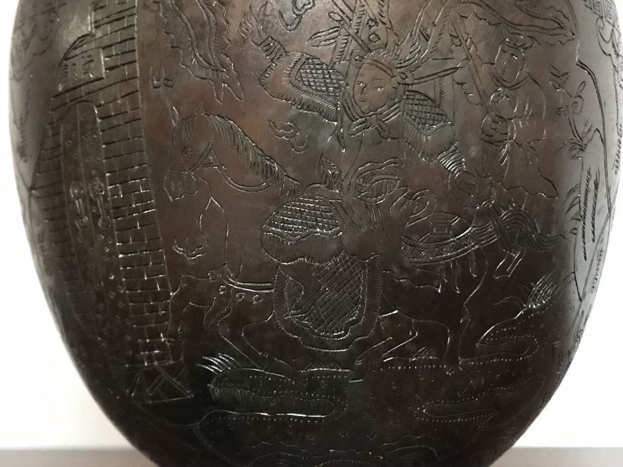 Vintage Bronze Asian Dragon Serpent Vase Lamp - See Photos For Crack / Dent On One Side 24H [Photo 21]