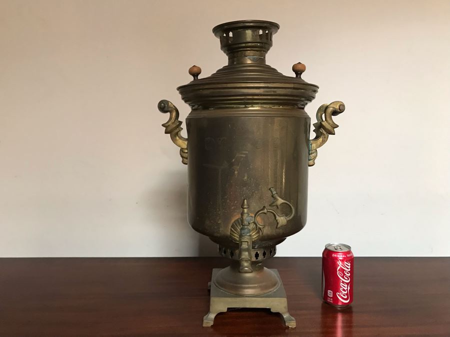Antique Brass Russian Samovar Award Winning With Award Marks Dating From 1899 And Makers Mark - See Photos [Photo 3]