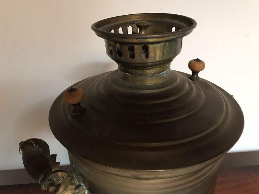 Antique Brass Russian Samovar Award Winning With Award Marks Dating From 1899 And Makers Mark - See Photos [Photo 11]