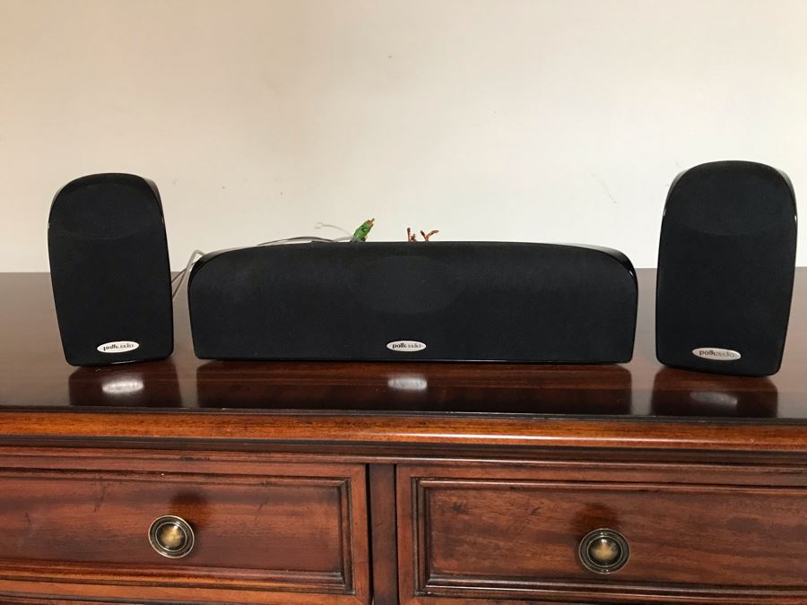 Polk Audio TL 1 Speakers With Center Channel And Pair Of Satellite Speakers In Black