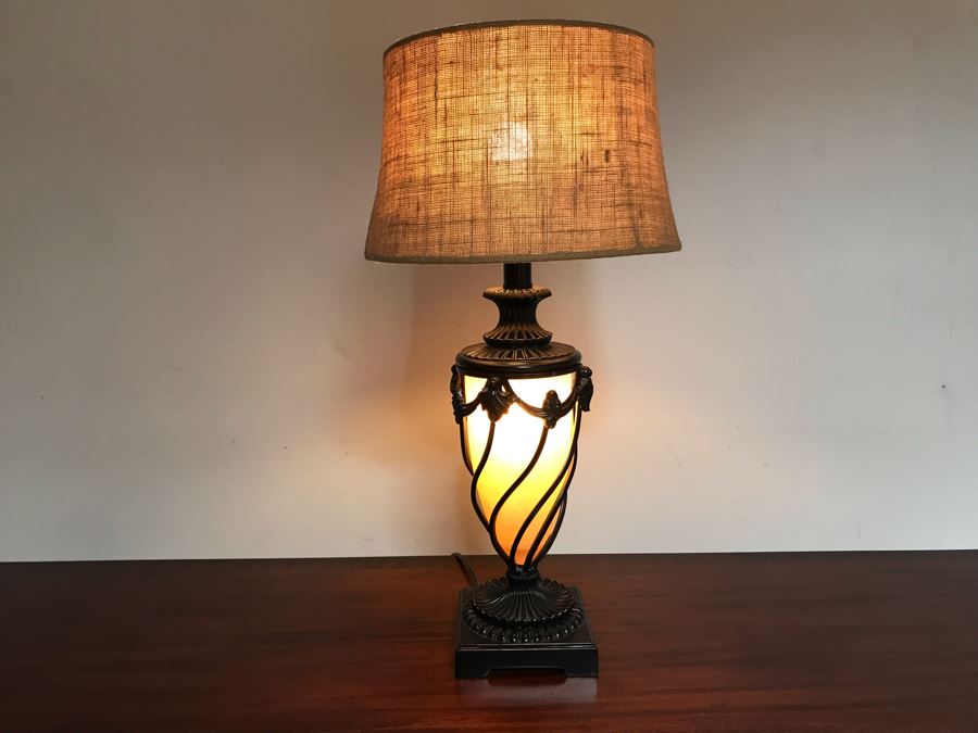 Metal Table Lamp With Internal Light 27H [Photo 1]
