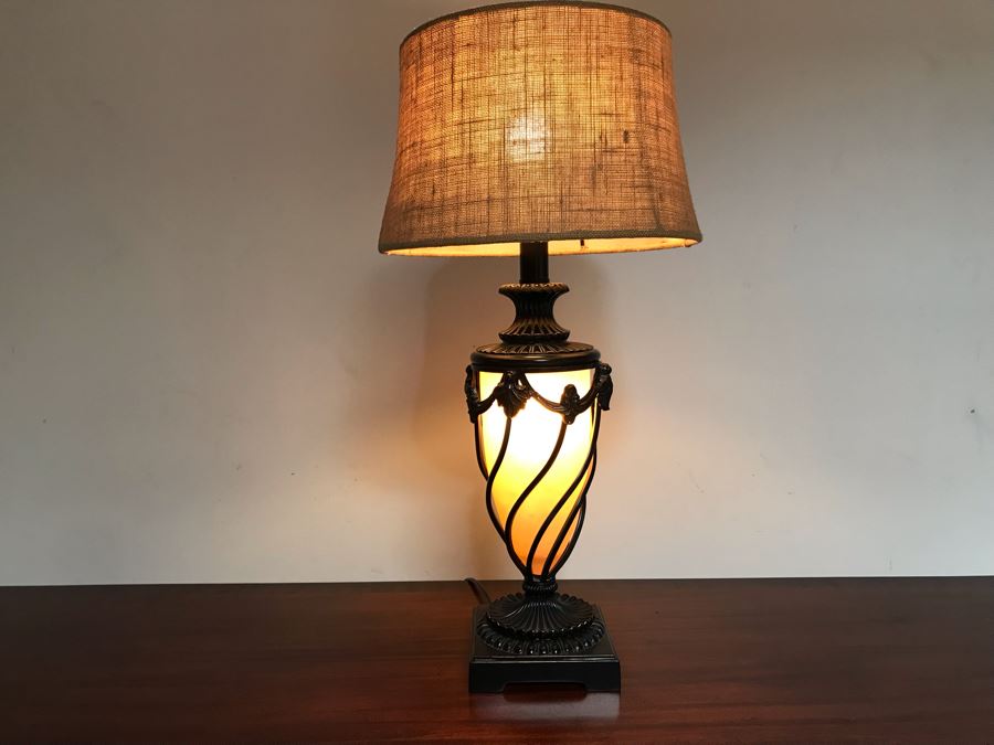 Metal Table Lamp With Internal Light 27H [Photo 2]