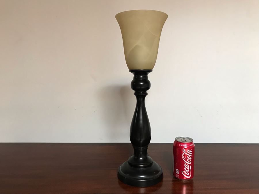 Metal Table Lamp With Glass Shade 19.5H [Photo 3]