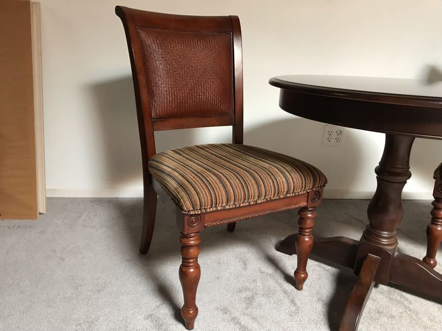 Wooden 3' Round Pedestal Table With Pair Of Chairs [Photo 8]