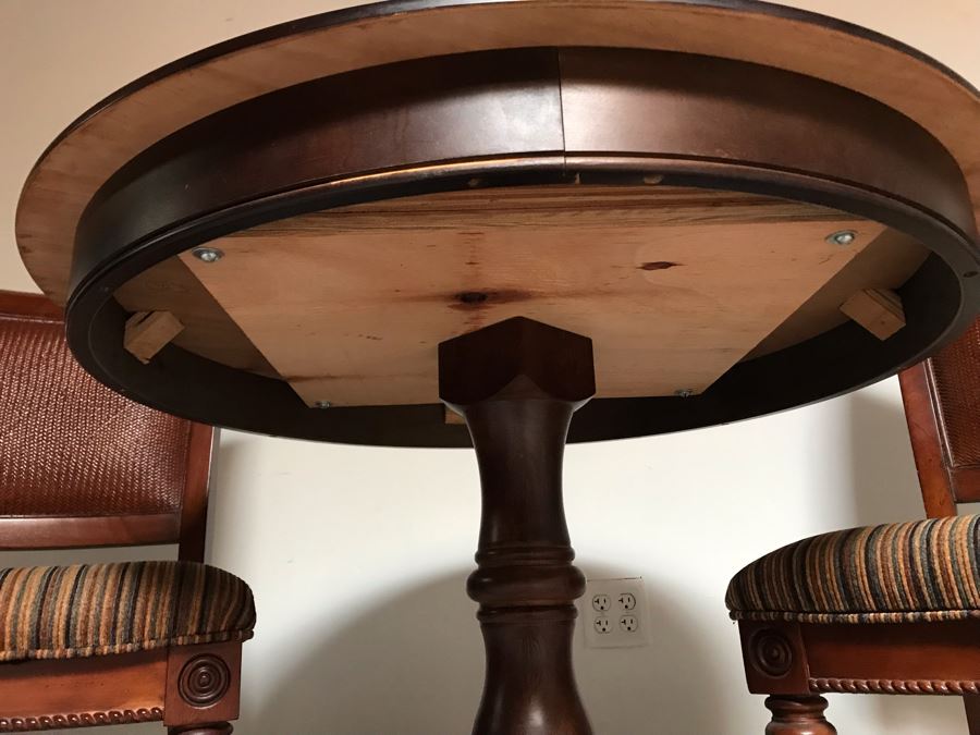 Wooden 3' Round Pedestal Table With Pair Of Chairs [Photo 7]