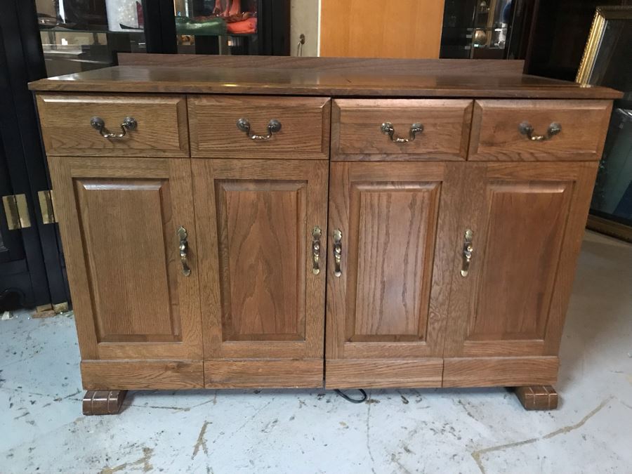 Mega Sewing Lot: Includes Husqvarna Viking Scandinavia 200 Sewing Machine Made In Sweden, Husqvarna Huskylock 560 Sewing Machine, Tons Of Sewing Supplies And Wooden Sewing Cabinet With Motorized Lift 46W X 20D X 32H - See Photos [Photo 35]