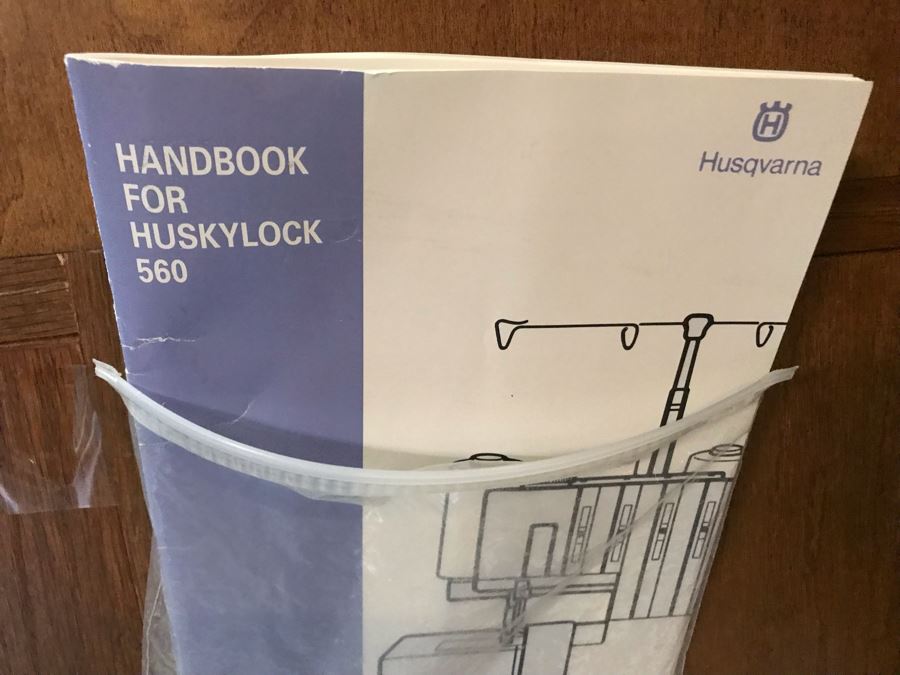Mega Sewing Lot: Includes Husqvarna Viking Scandinavia 200 Sewing Machine Made In Sweden, Husqvarna Huskylock 560 Sewing Machine, Tons Of Sewing Supplies And Wooden Sewing Cabinet With Motorized Lift 46W X 20D X 32H - See Photos [Photo 26]