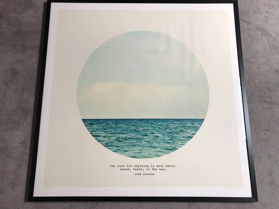 Large Framed Poster 'The Cure For Anything Is Salt Water. Sweat, Tears, Or The Sea. - Isak Dinesen' 45W X 45H [Photo 1]