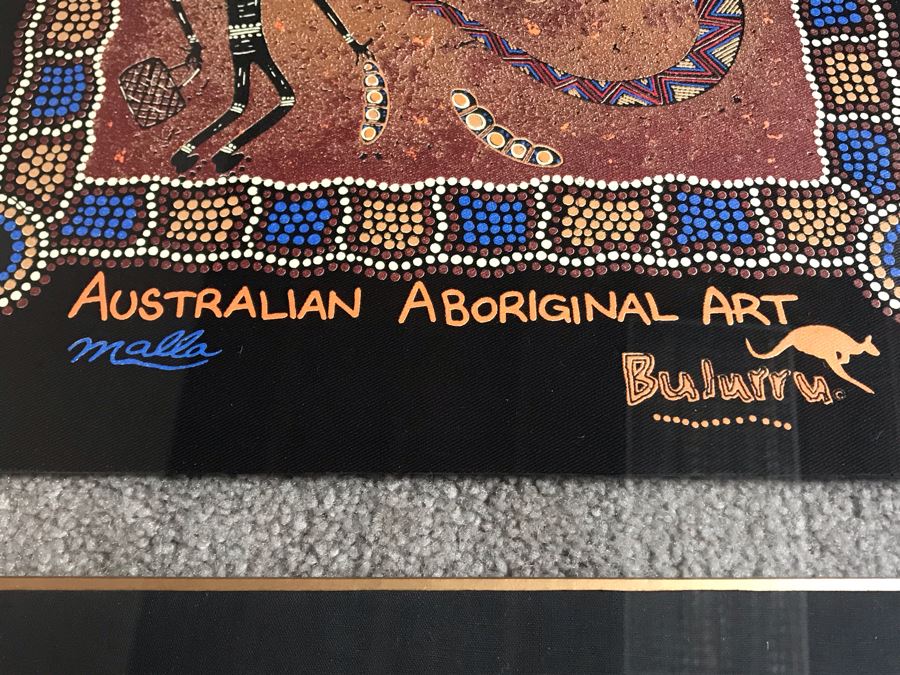 Nicely Framed Australian Aboriginal Art Print By Malla Bulurru 21.5 X 26.5 [Photo 9]