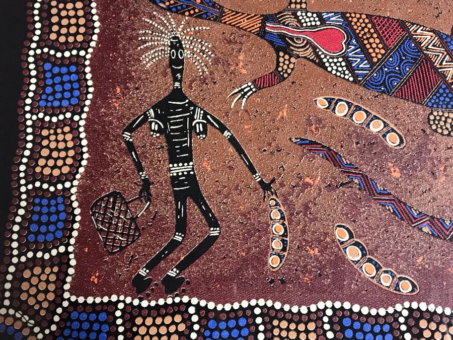 Nicely Framed Australian Aboriginal Art Print By Malla Bulurru 21.5 X 26.5 [Photo 8]