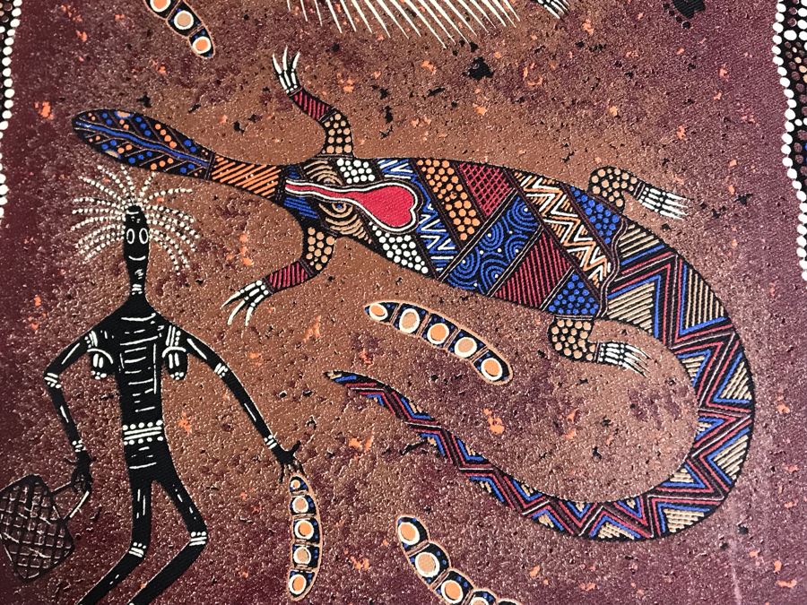 Nicely Framed Australian Aboriginal Art Print By Malla Bulurru 21.5 X 26.5 [Photo 7]