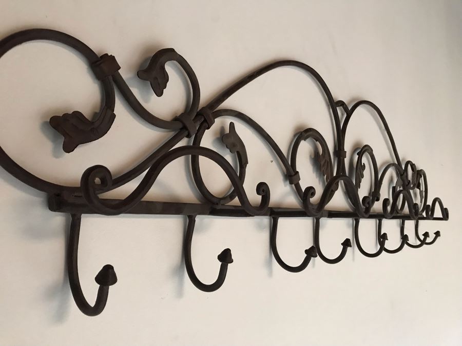 Wrought Iron Metal Wall Coat Rack 46W X 13H [Photo 3]