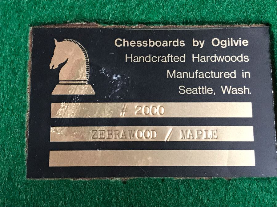 Chessboards By Ogilvie Handcarfted Hardwoods Made In Seattle, WA Zebrawood / Maple No 2000 21.25 X 21.25 [Photo 6]